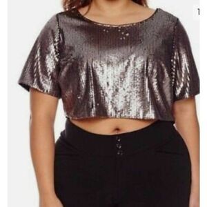 Ashley Nell Tipton Matte Rose Crop Top